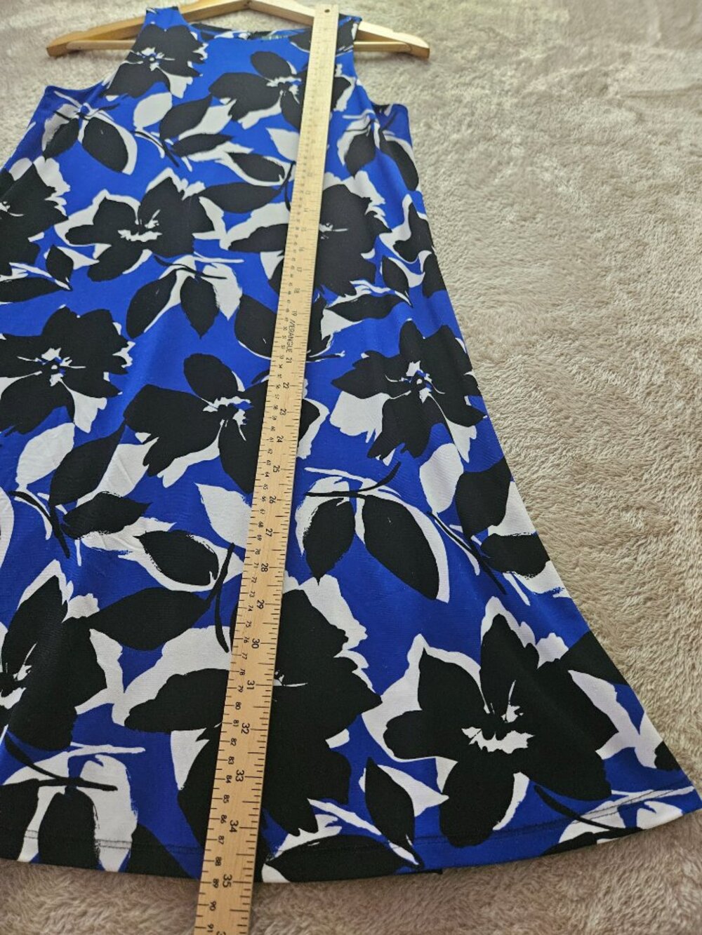 Lauren Ralph Lauren Dress Sleeveless Floral-patterned A-line Black Blue Size 4 - Picture 6 of 6
